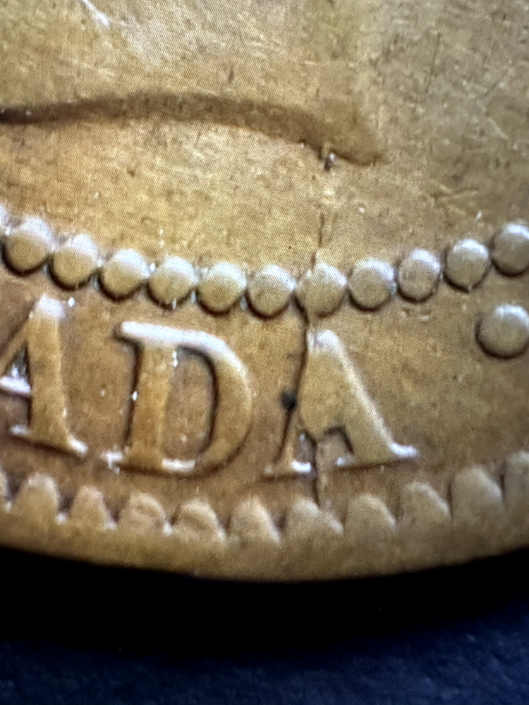 1859 Canada Large Cent - Die Crack