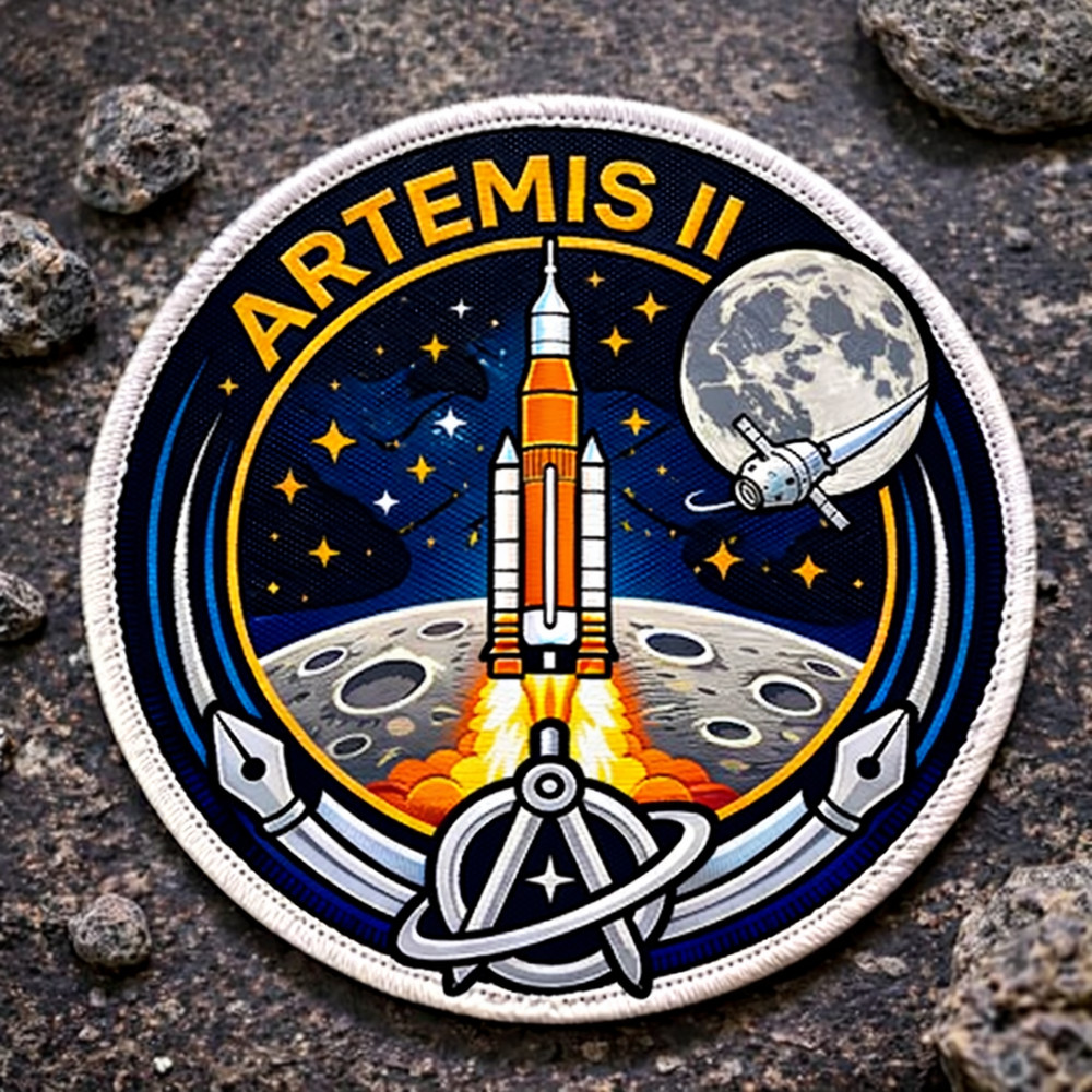 Artemis II Launch Moon Embroidered Patch Iron-On Space Program