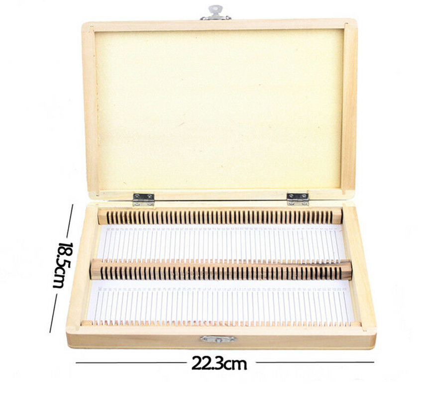 Wooden Microscope Slide Box Rectangle Hold Cabinet Slides Holder Case Storage