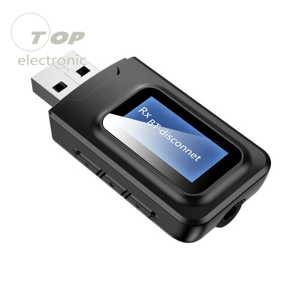 Bluetooth 5.0 Transmitter Receiver 2 IN 1 Wireless Audio 3.5mm USB Aux Adapter