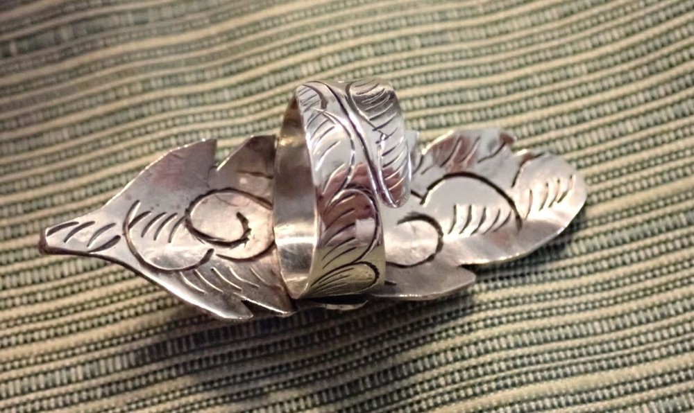 Feather Ring with Turquoise adjustable