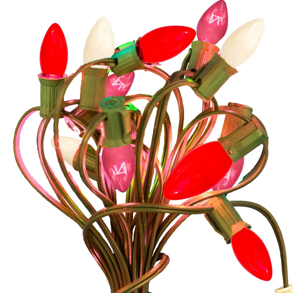 C7 Valentine's Day Lights Red White Pink Solid Ceramic 25 Replacement Blubs