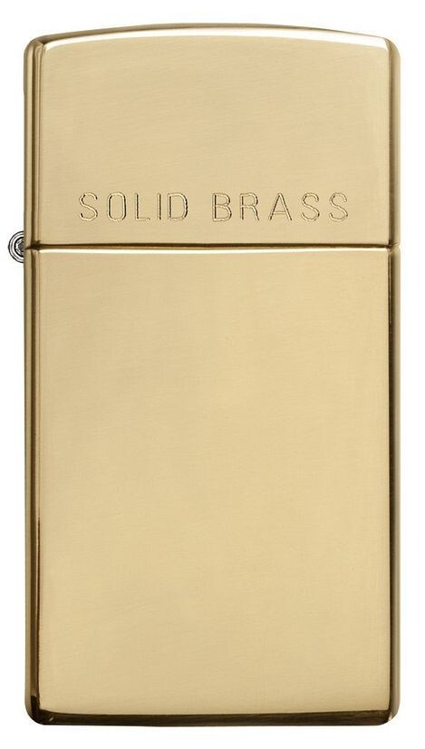 Zippo Slim High Polish Brass with Solid Brass Engraved 1654