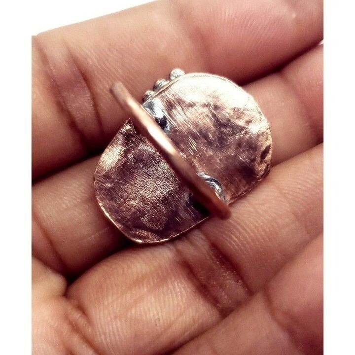 Labradorite butterfly rainbow crystal copper Ring handmade size 6 metalwork