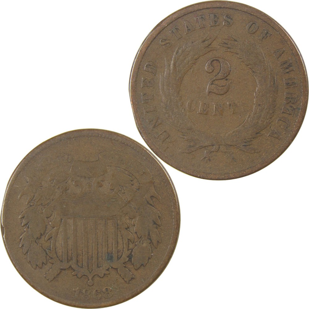 1868 Two Cent Piece VG Very Good 2c Coin
