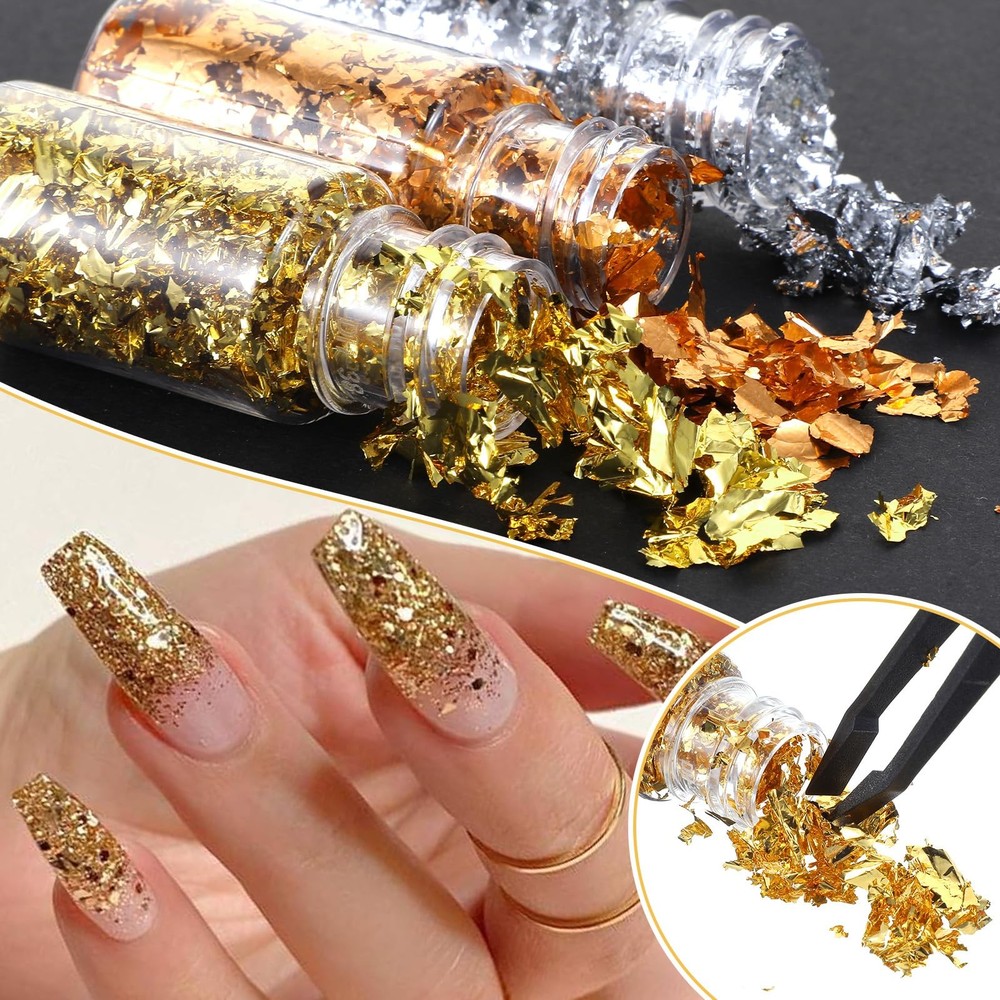 6Pcs Decorative Gold Leaf, Multifunction Flakes Cake Decoration Baking...