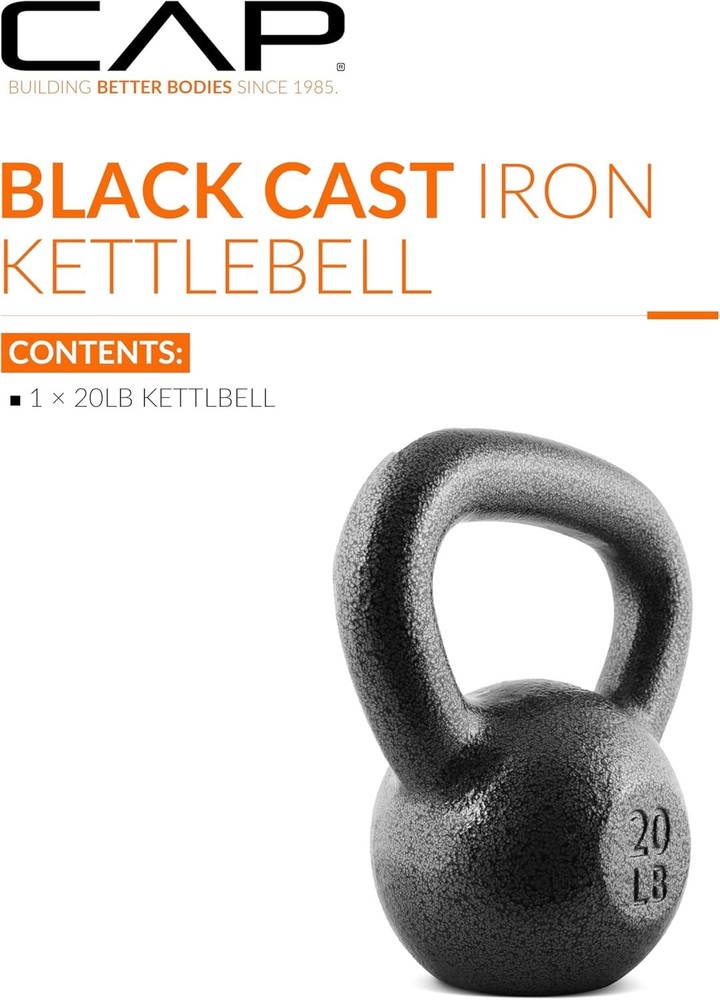 High-Quality 20lb Cast Iron Kettlebell - Multiple Weight Options & Versatile Use