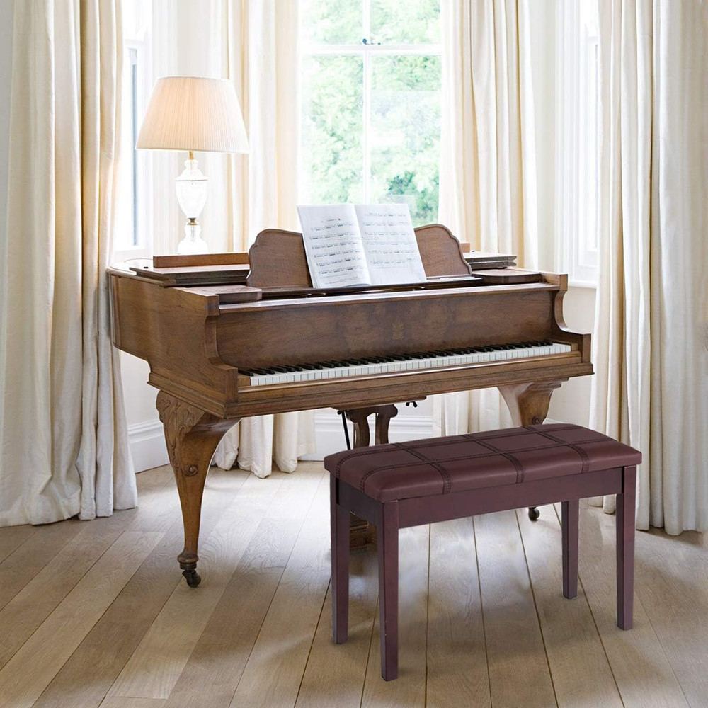 Piano Bench, Solid Wood Keyboard Bench W/Storage Compartment, Exquisite Leg & Th