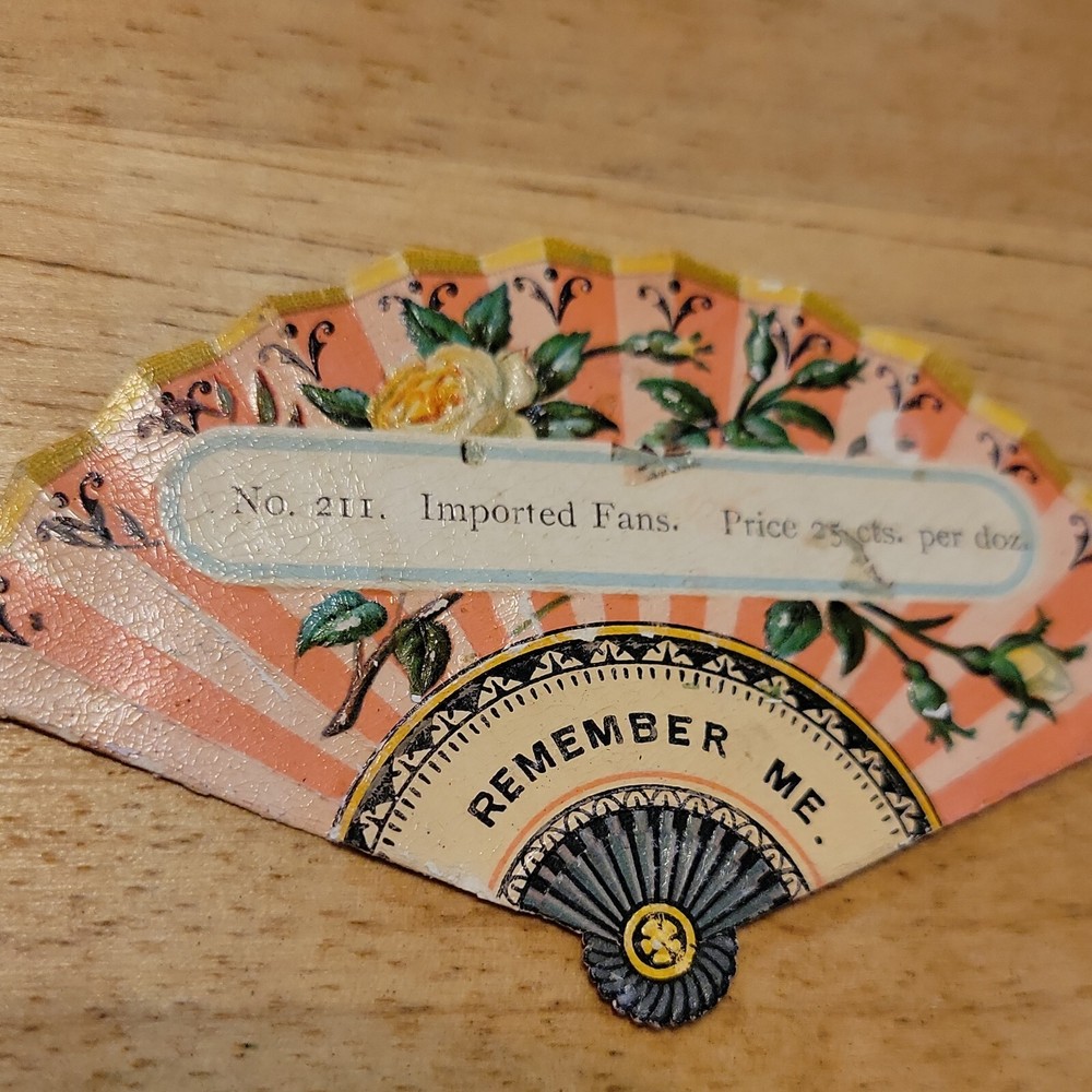 IMPORTED FANS REMEMBER ME SALESMAN SAMPLE EMBOSSED