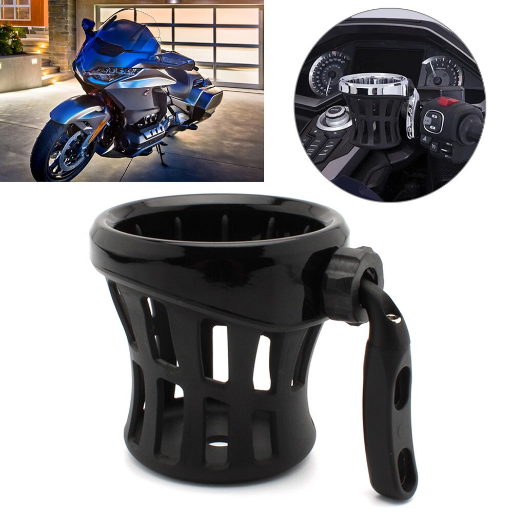 Motorcycle Handlebar Cup Holder Drink W/ Mesh Basket Mount For Harley Universal