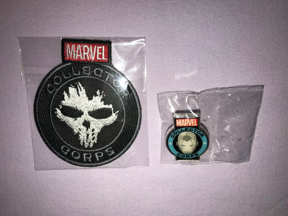 MARVEL COLLECTOR CORPS PUNISHER PATCH & IRONMAN PIN **NEW*
