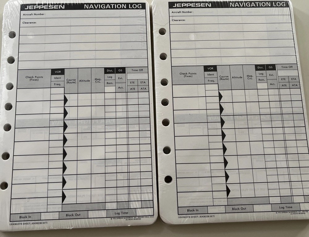 jeppesen pilot navigation logs 2ea