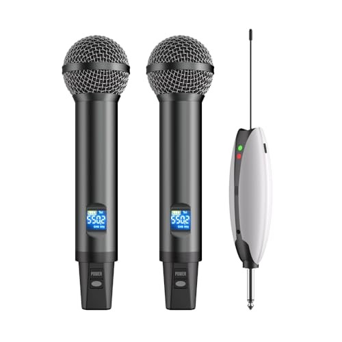 AD55 Dual Handheld Dynamic Wireless Microphone, Rechargeable Wireless Dual UHF