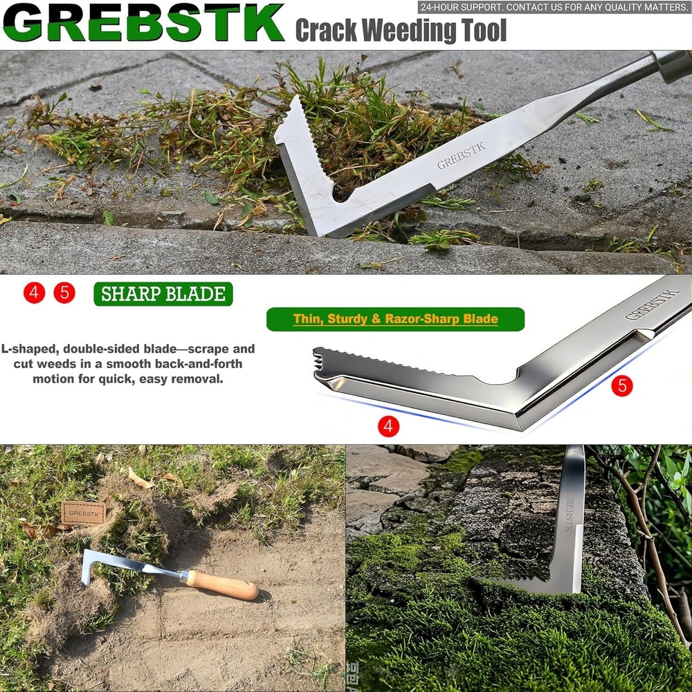 Effortless Weeding with Beech Handle Manual Weeder - Compact Gardening Tool