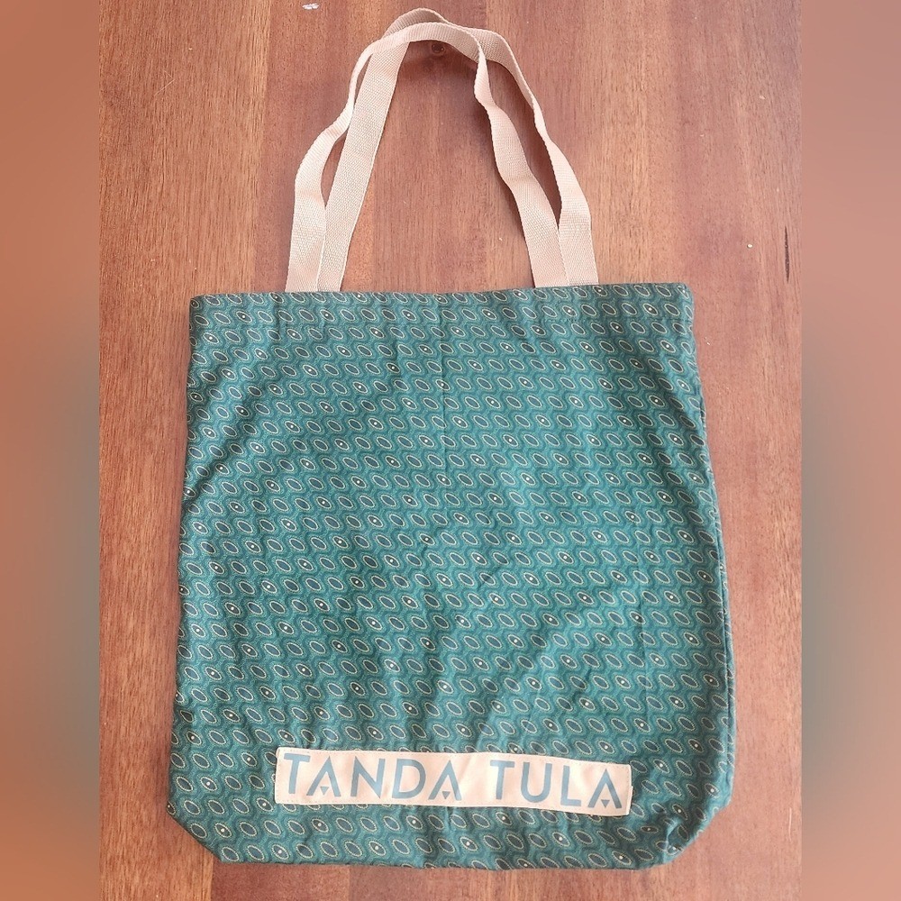 Tanda Tula Green And Cream Patterned Tote Bag