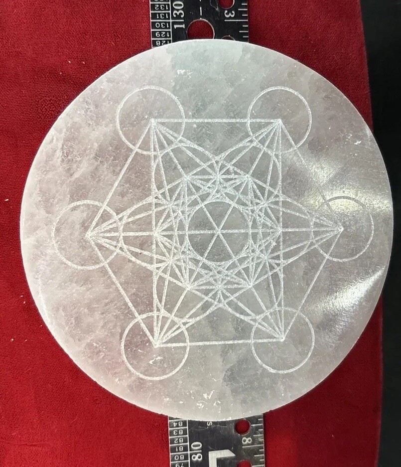 4 inch round￼selente plate Metatron cube