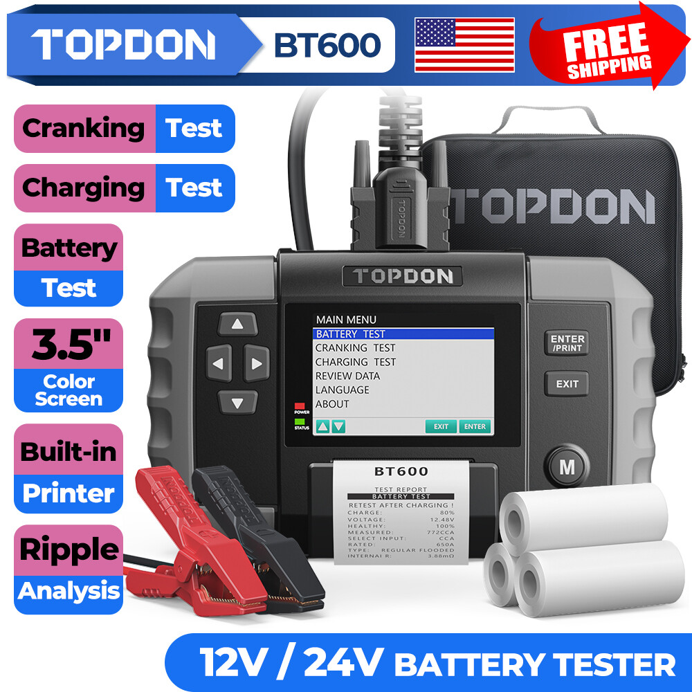 TOPDON BT600 Battery Tester Color Screen Display Professional-Level Testing Tool