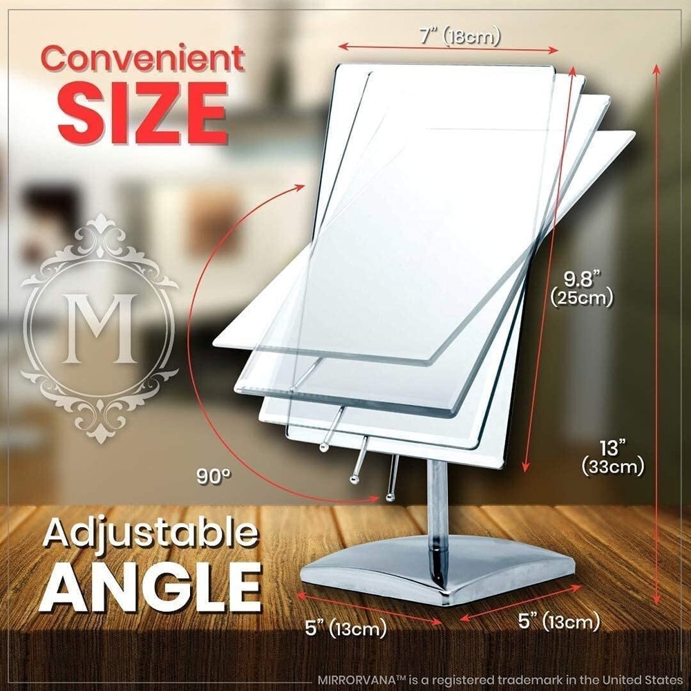 Large Non Reversing Tabletop Mirror with Stand True No Magnification Single
