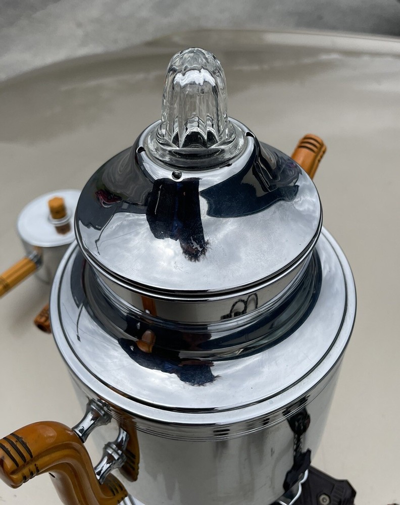 Art Deco No 96 Farberware Chrome Percolator Coffee Maker Set Bakelite