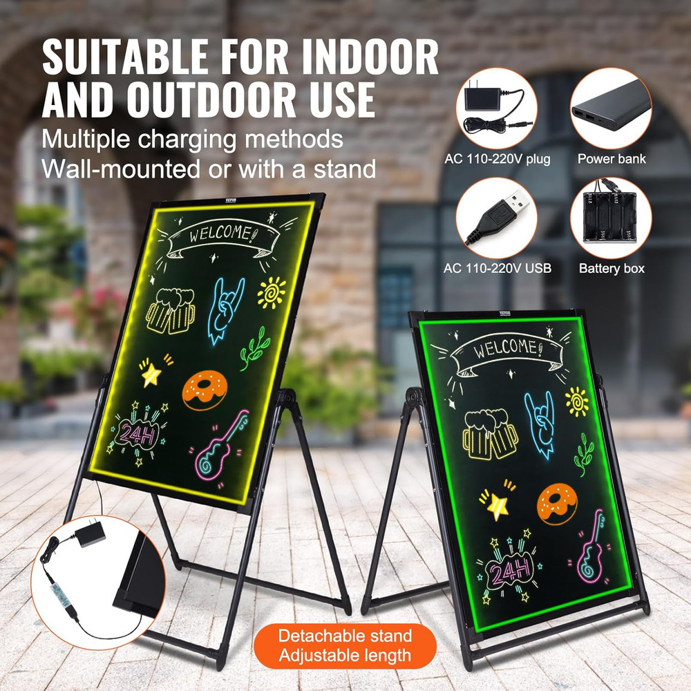 32"X24" LED Message Writing Board, Menu Sign Boards, Illuminated Erasable Lighte