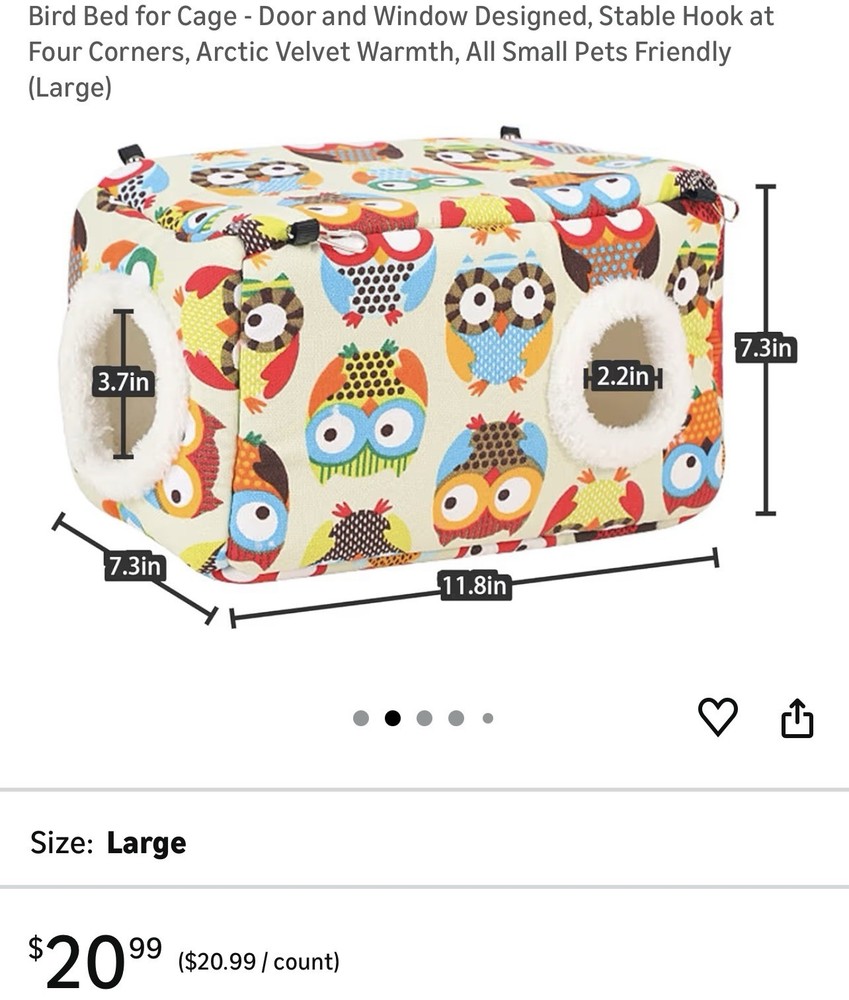Bird Bed For Cages. One Bed