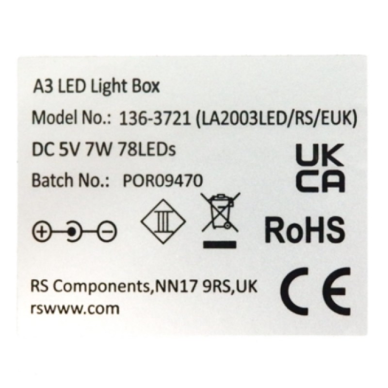 RS Pro A3 LED Dimmable LightBox 1363721