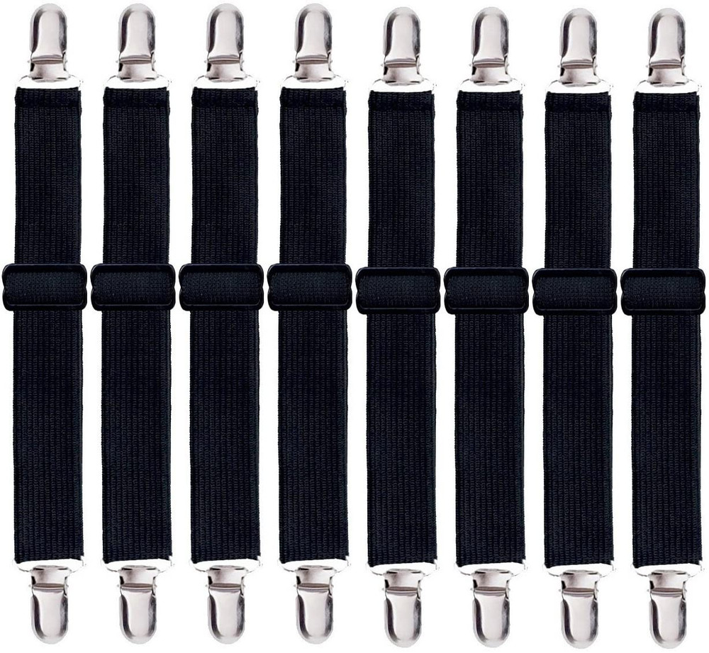 Korlon 8 Pack Bed Sheet Straps, Adjustable Fitted Sheet Straps Clips, Heavy Duty