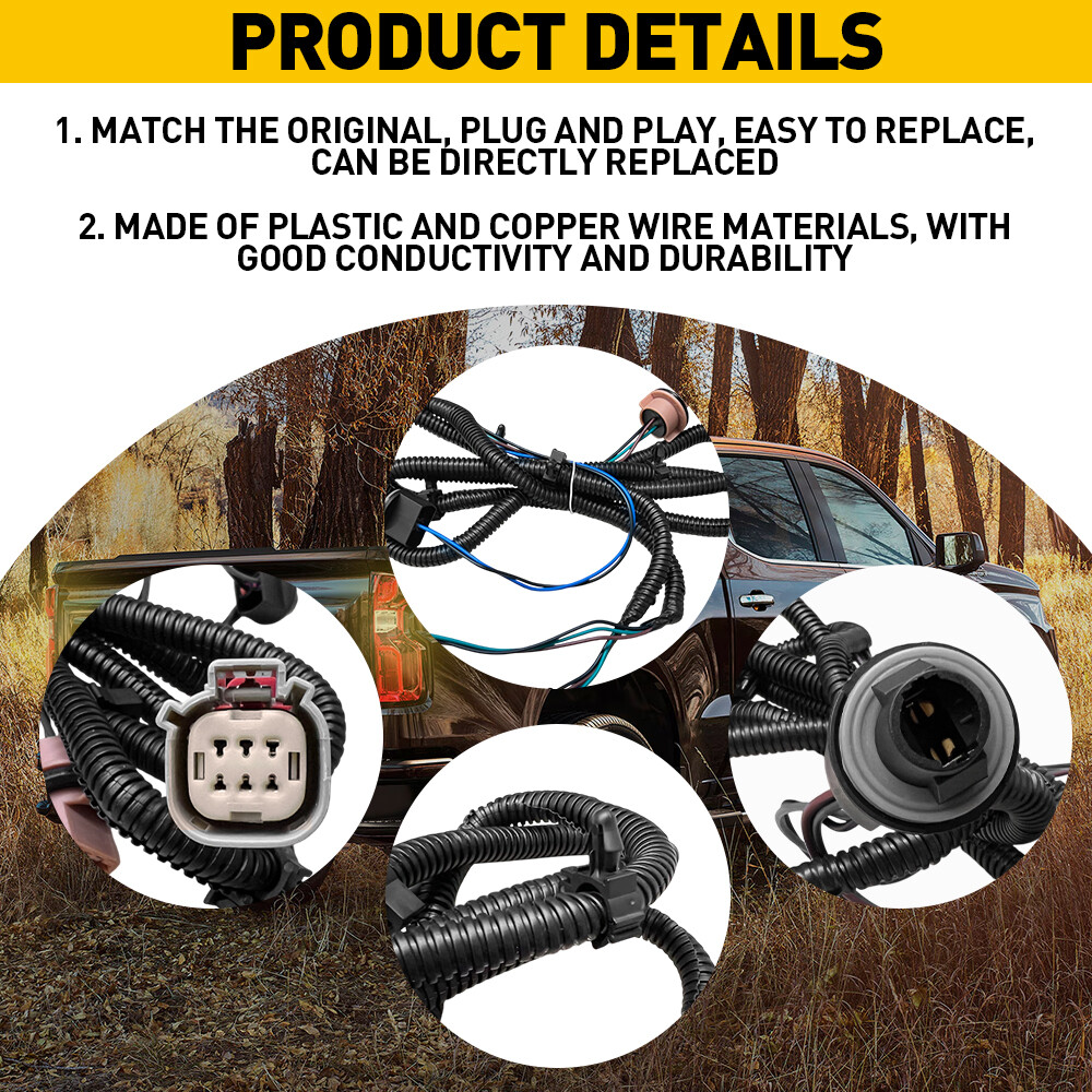Right Tail Light Socket Wiring Harness For 16-19 Chevy Silverado GMC 1500 2500HD