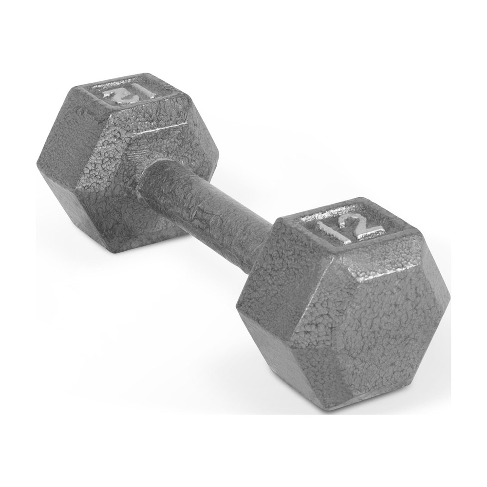 Barbell 12lb Cast Iron Hex Dumbbell, Single