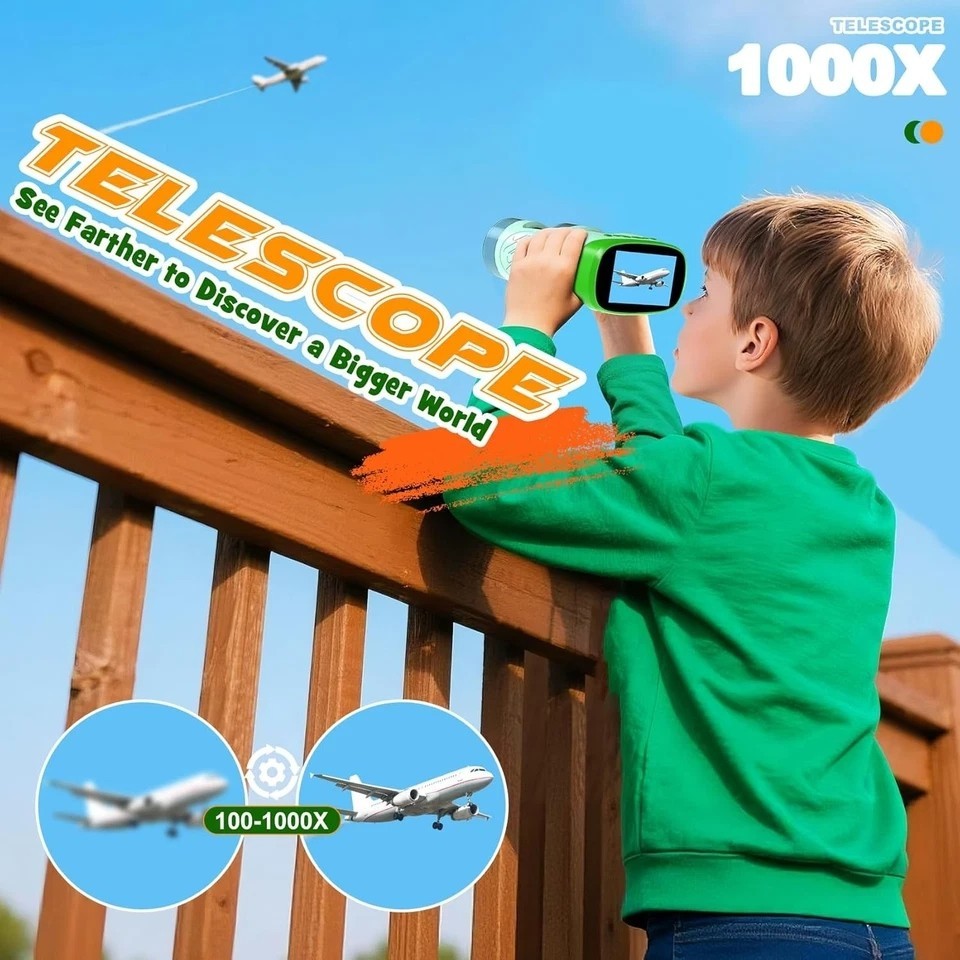 1000X Handheld Microscope for Kids, Temodu 4K 2.0" Screen Educational Science Ki