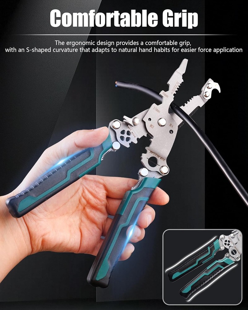 18 In 1 Foldable Ｗire Stripper, Folding Wire Stripping Crimper Tool, Multifunc