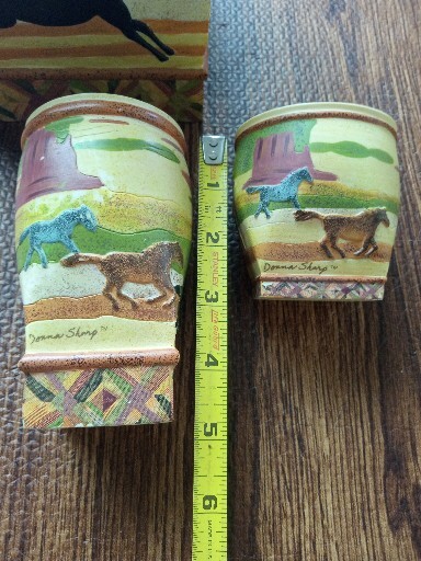 Donna Sharp Tissue Box Toothbrush Holder & Cup Horses Country