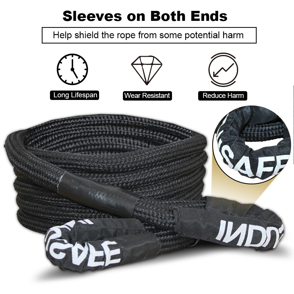 1" x 30' Kinetic Energy Recovery Rope Tow Strap Heavy Duty Snatch Rope W/Shackle