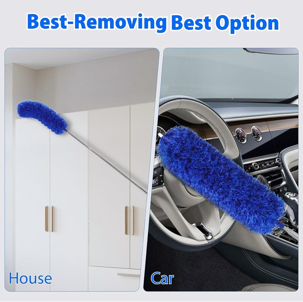 Duster with 80" Extension Pole for Cleaning, Bendable Duster Microfiber Head,...