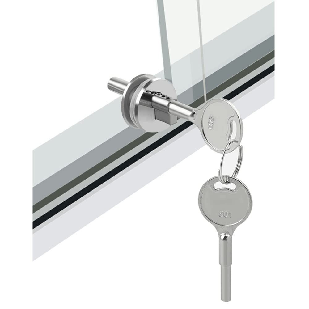 Glass Lock Sliding Door with Key Display case Locks Small, Silver