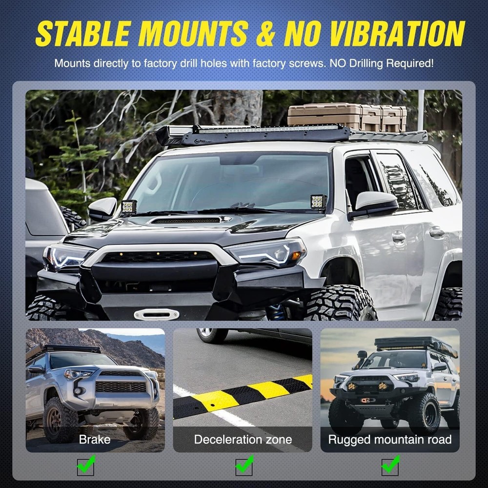 Nilight Ditch Light Brackets Hood Hinges Mount Bracket Kit for Work Light