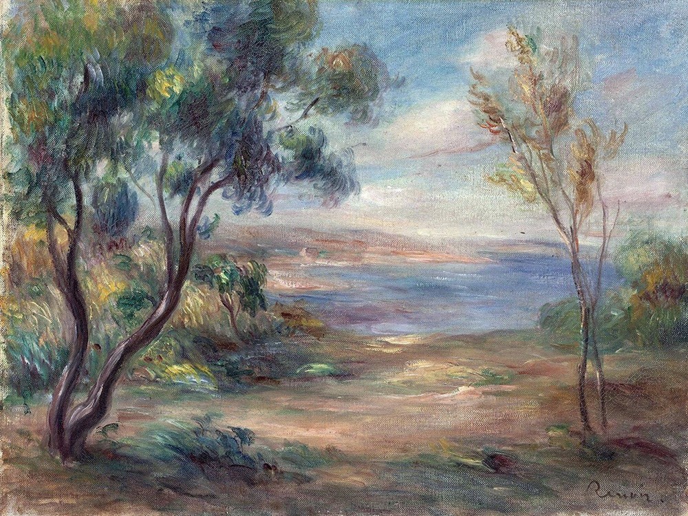 Landscape trees river by Renoir Tile Mural Kitchen Backsplash Marble Ceramic