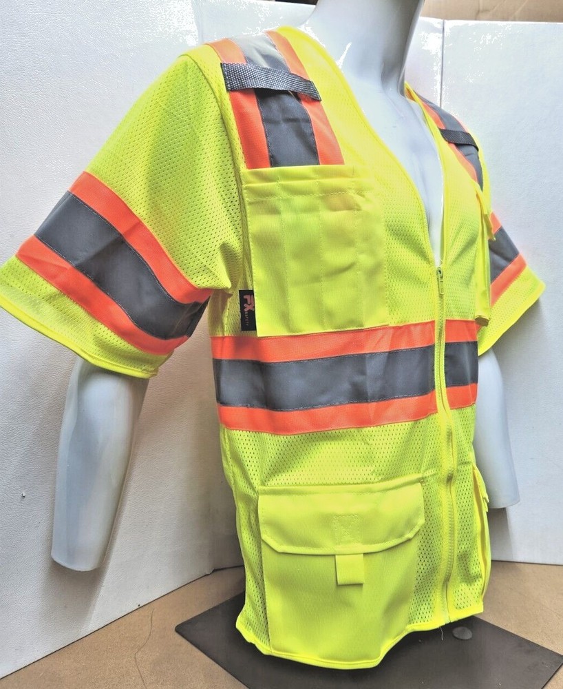FX High Visibility YELLOW Class 3 Safety Vest Solid Reflective FXSV CLASS 3