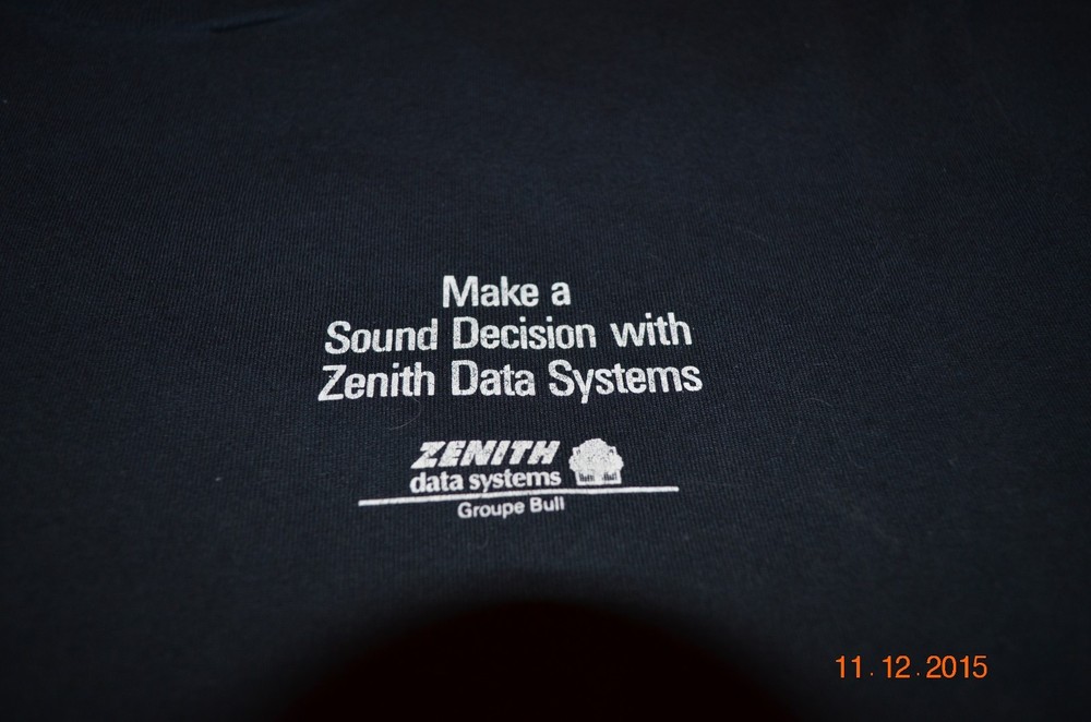 VINTAGE ZENITH DATA SYSTEMS T-SHIRT - NEW - LARGE - BLACK