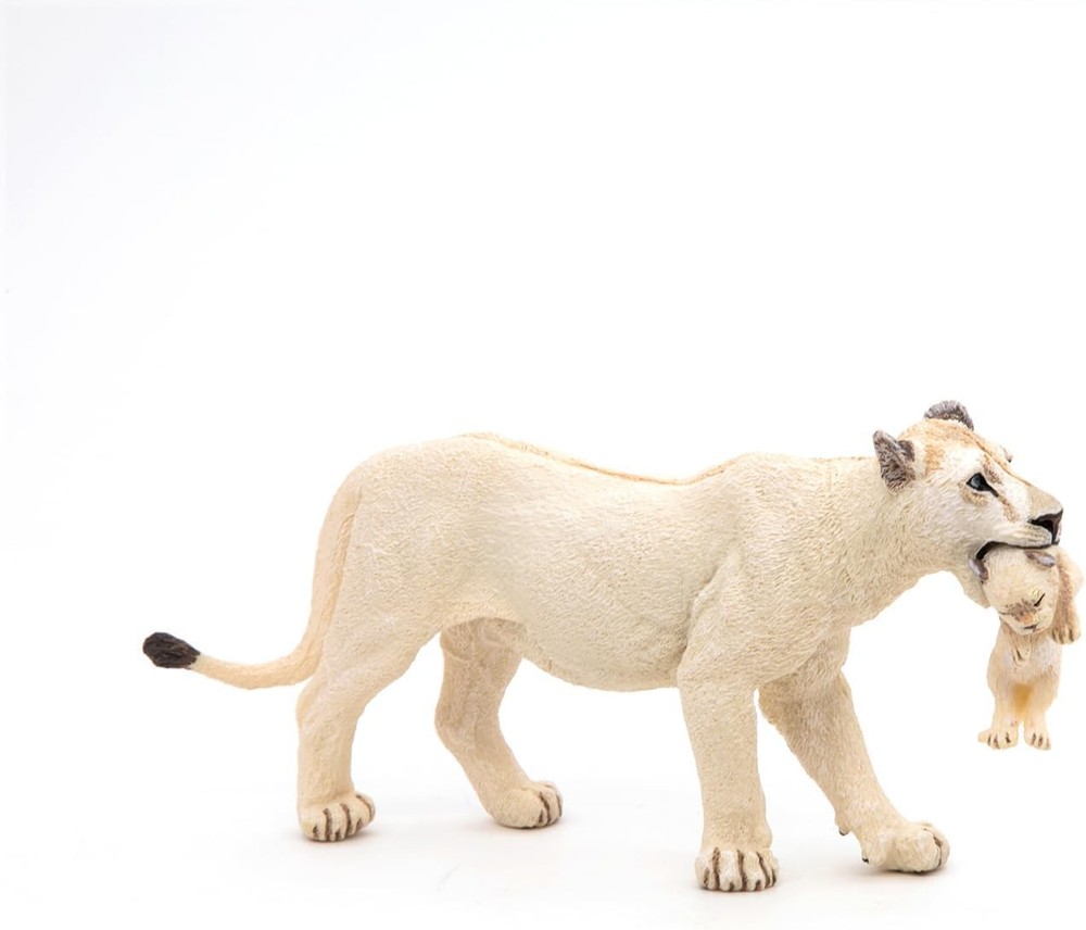 Papo White Lioness with Cub Figure, Multicolor