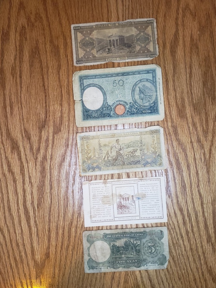 5 misc paper notes (damaged lot)