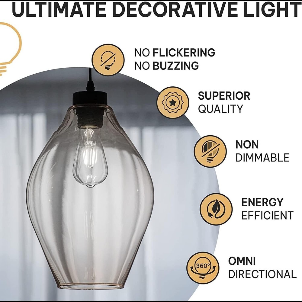 HUDSON BULB CO. Vintage LED Edison Light Bulbs 60W (6 Pack)- E26/E27 Base