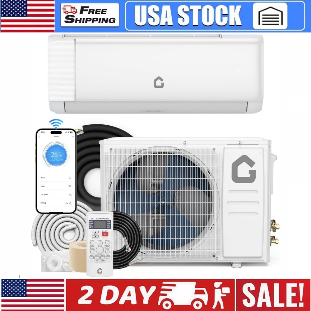 9000BTU Ductless Mini Split Systems Air Conditioner Heating & Cooling SEER2 18.5