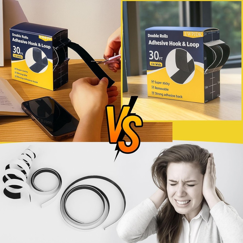 30Ft x 1 Strips with Adhesive, Hook and Loop Strips with Adhesive, Double Rolls