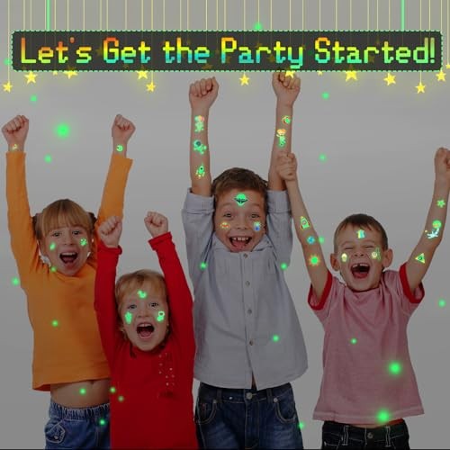 30 Sheets 400 Pieces Glitter Temporary Tattoos for Kids Luminous Pattern