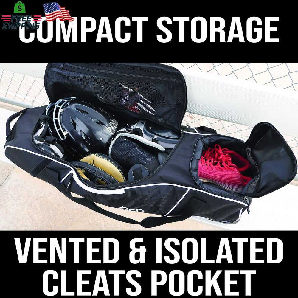 Athletico Rolling Baseball Bag Black