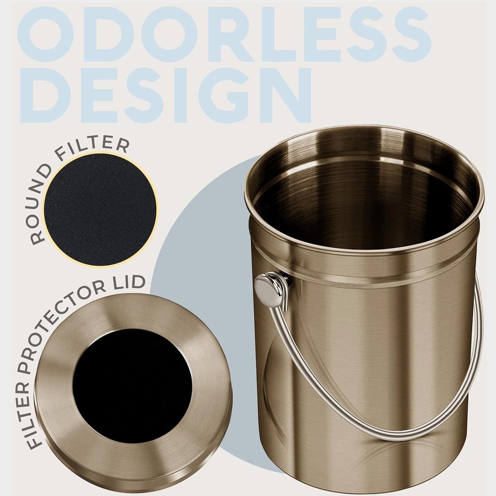 Countertop Compost Bin Kitchen | 1.3 Gallon | Odorless Composting Bin with Ca...
