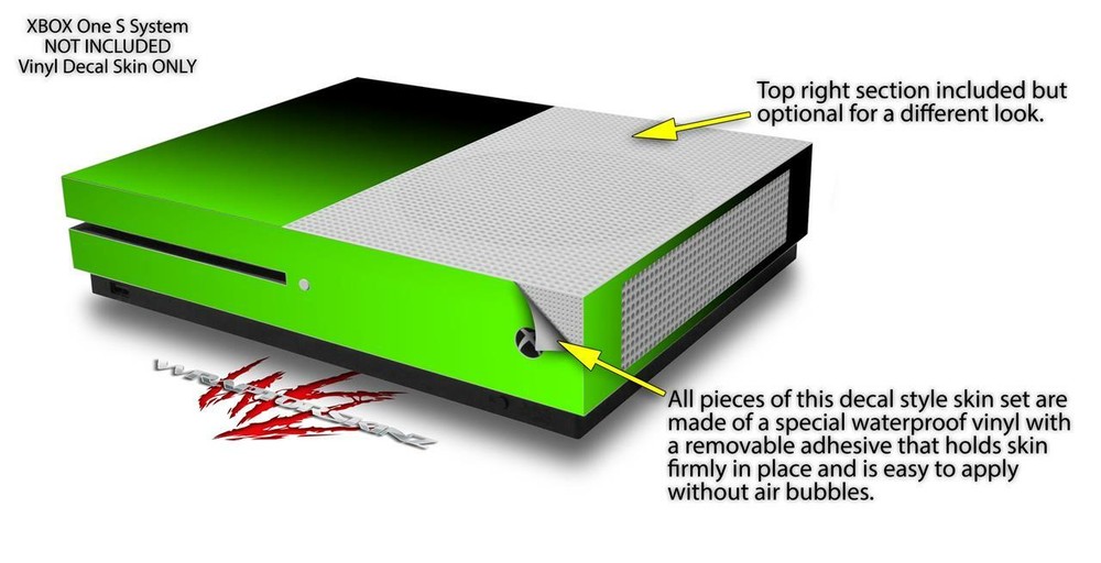 Skin XBOX One S Console Controller Smooth Fades Green Black