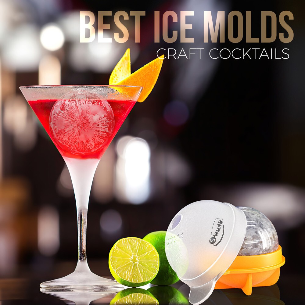 Multicolor Round Ice Cube Mold 4 Set 2.5" Leak Proof Big Ice Sphere Maker Molds