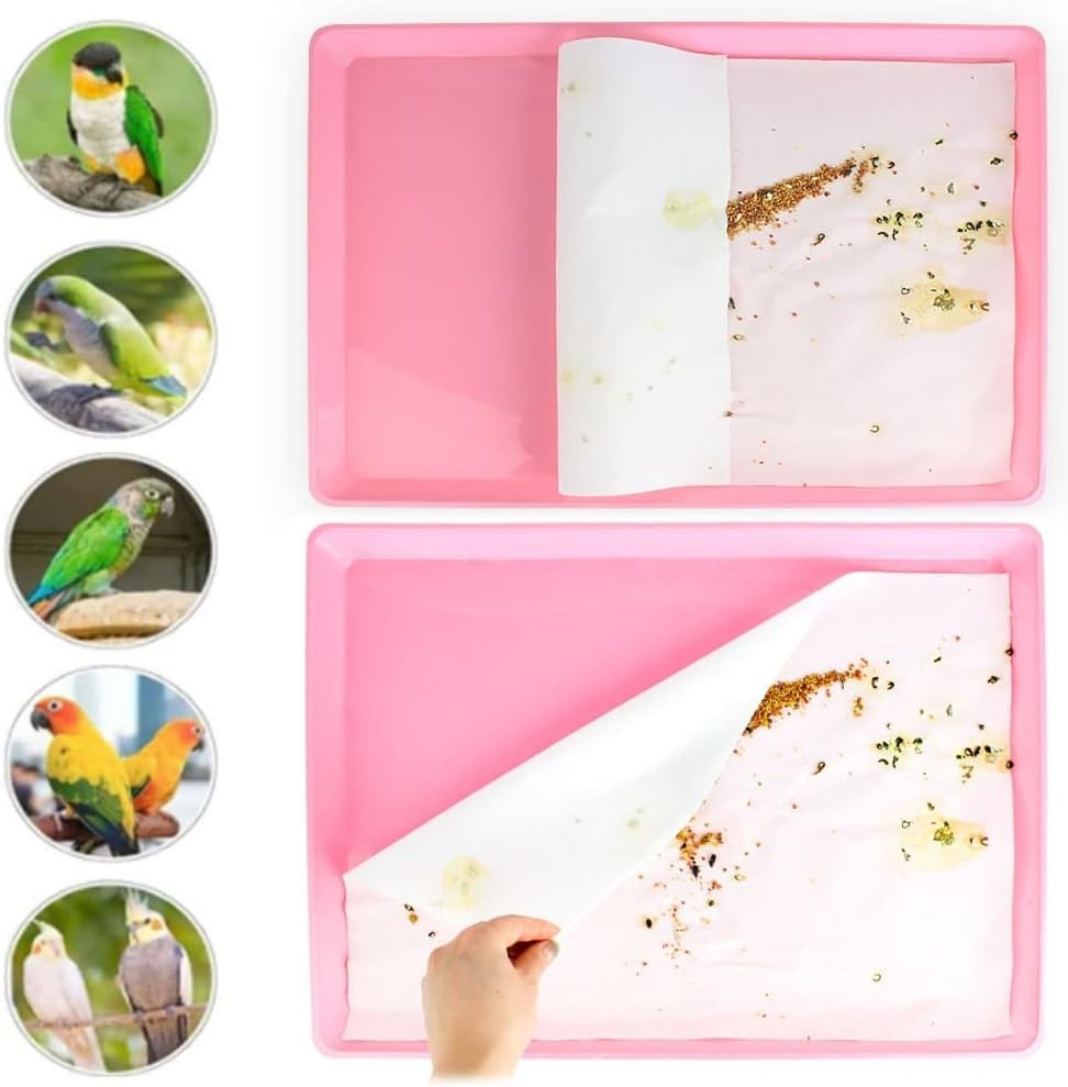 100PCS Bird Cage Liner Papers, Disposable Cage Paper Liners Precut Absorbent Cus